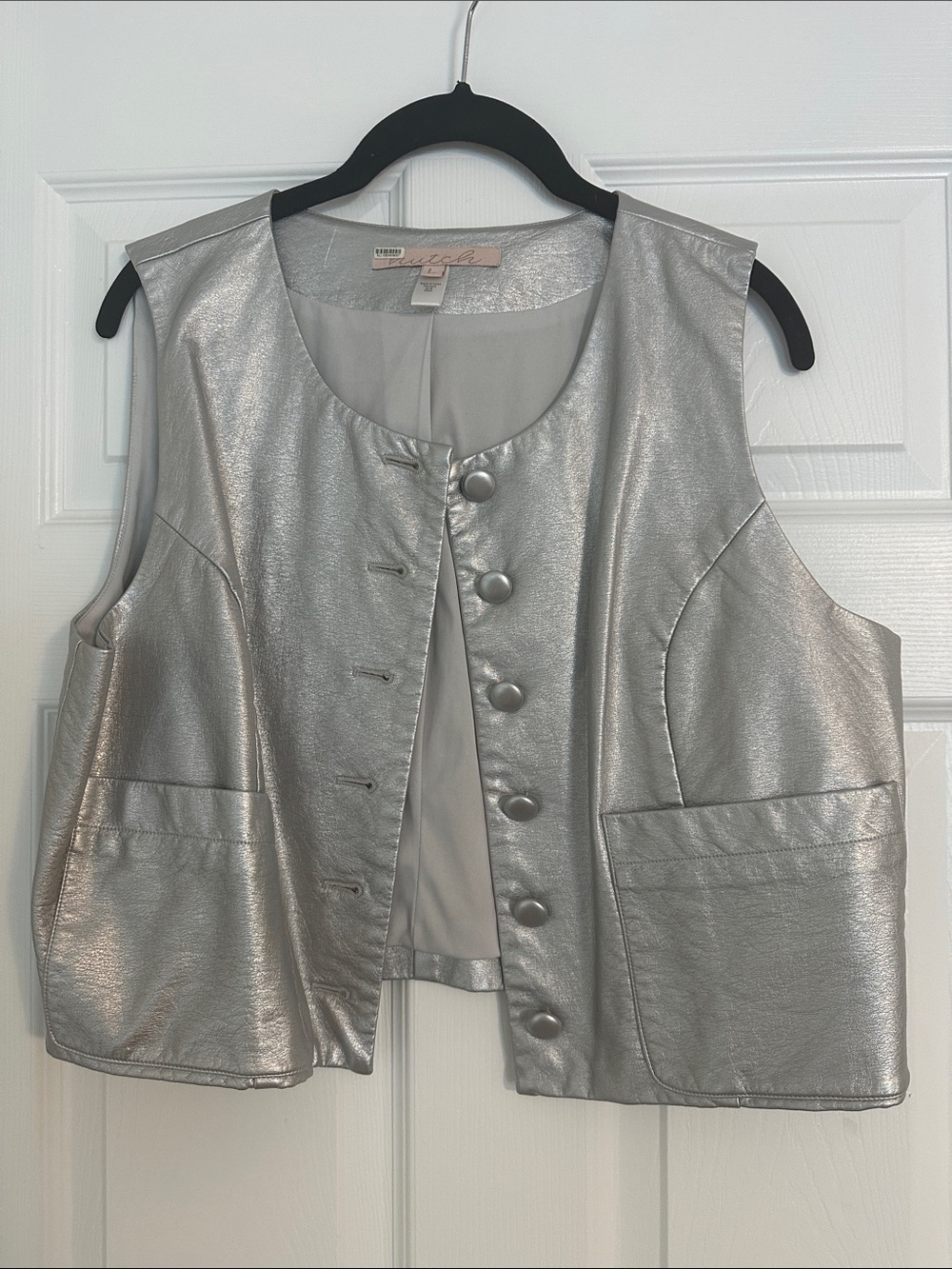 Hutch Silver Metallic Sleeveless Button Vest